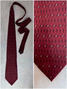 Ziggurat by Mulberry Neckwear Men's Geometric Burgundy Silk Woven Tie